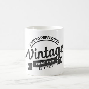 Caneca De Café aniversário de vintage personalizado envelhecido a