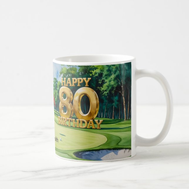 Caneca De Café Aniversário do 80 de Golfe no campo de golfe (Direita)