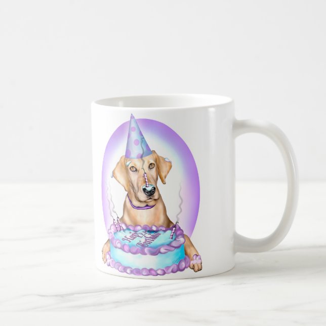 Caneca De Café Aniversário do Bolo Amarelo (Direita)