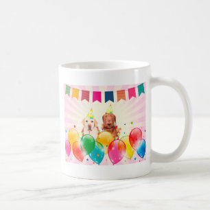 Caneca De Café Aniversário do Labrador Retriever Dog Balloons