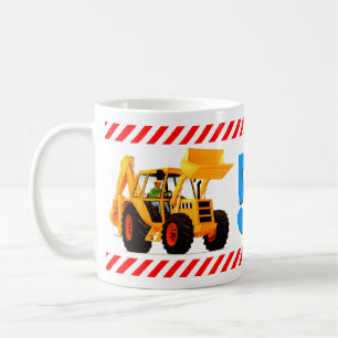 Caneca De Café Aniversário do menino amarelo do escavador o 5o