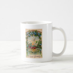 Caneca De Café Aniversário dos rosas das pombas