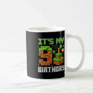 Caneca De Café Aniversário É o meu 9º Aniversário Gamer Pixel Boy