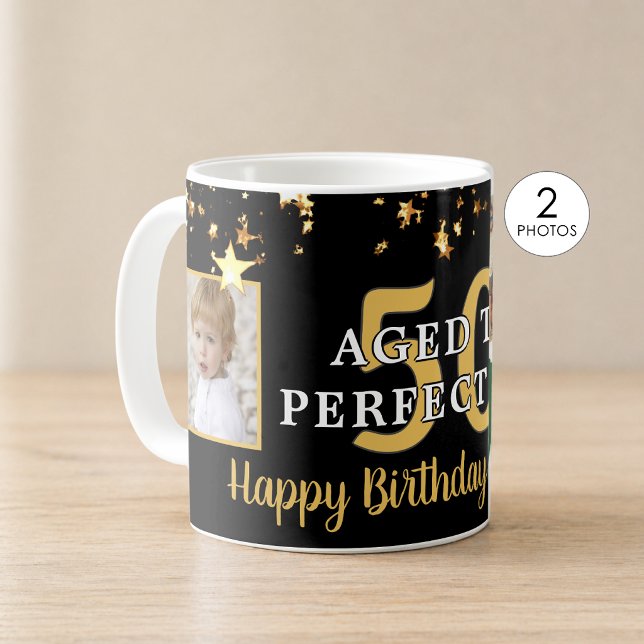Caneca De Café Aniversário ENVELHECIDO À PERFEIÇÃO Estrelas Doura (Criador carregado)