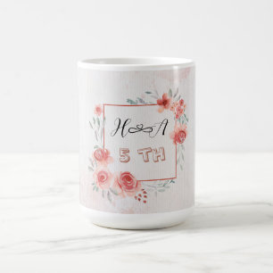 Caneca De Café Aniversário Floral de Primavera Casamento Modern