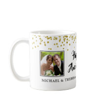 Aniversário Moderno 2 Fotos Douradas Nomes de Conf