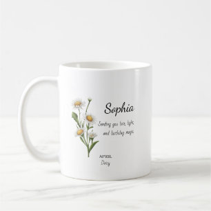 Caneca De Café Aniversário Personalizado Abril Daisy