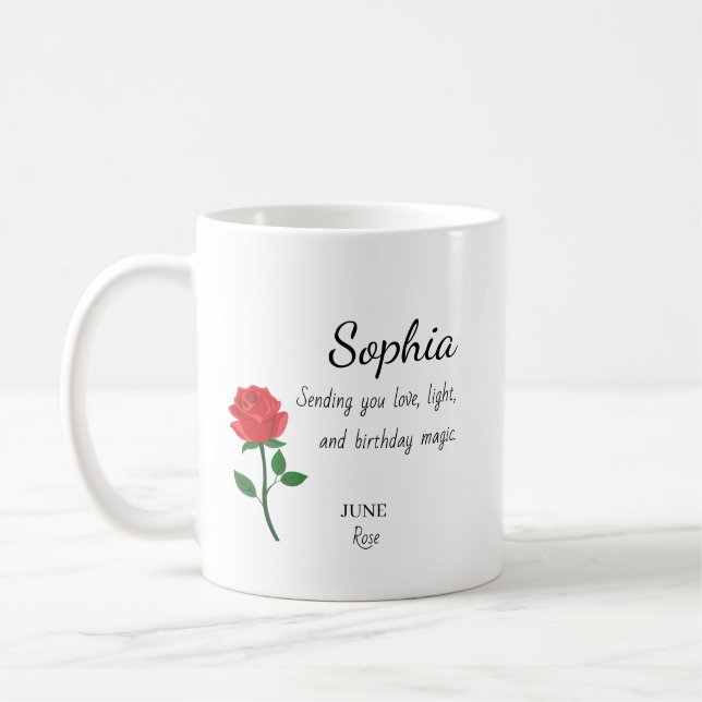 Caneca De Café Aniversário Personalizado June Rose (Esquerda)