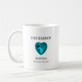 Caneca De Café Aniversário Personalizado Turquesa Dezembro