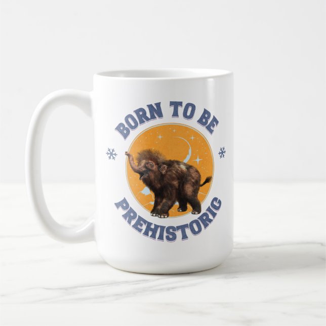 Caneca De Café Aniversário Pré-Histórico de Bebê Mamute Divertido (Esquerda)