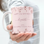 Caneca De Café Aniversário rosa dourado estrelas fotografias nome<br><div class="desc">Um presente de amigos para o aniversário de 21 ruas (ou qualquer idade) da mulher. Personalize e 2 das suas próprias fotos, nome dela, 21 anos e seus nomes. Texto rosa escuro. Um rosa dourado feminino, cor rosa de fundo. O nome dela é escrito com um moderno estilo escrito à...</div>