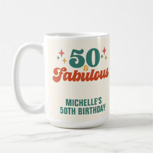 Caneca De Café Aniversário Vintage Retro 50 e Fabuloso