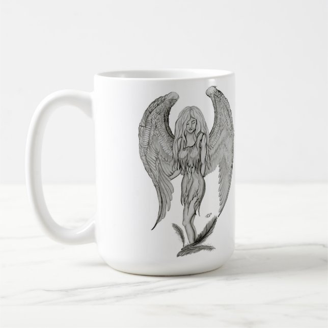 Caneca De Café Anjo Bleistiftzeichnung Black and desenhos whites (Esquerda)