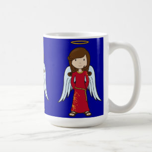 Caneca De Café Anjo bonito do Natal com veste vermelha