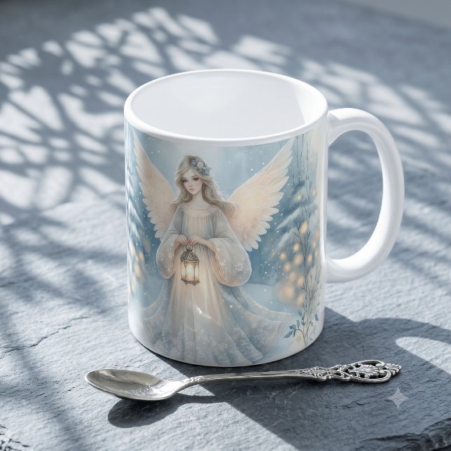 Caneca De Café Anjo Celestial de Inverno Lanterna da Graça (Celestial Winter Angel Lantern of Grace Coffee Mug
)