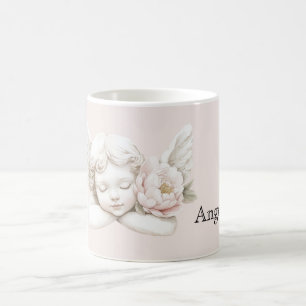 Caneca De Café Anjo da Flor Rosa Bege