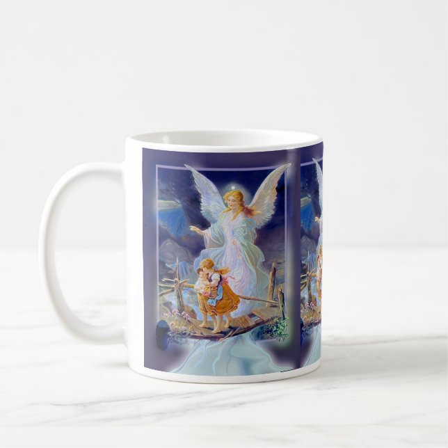 Caneca De Café Anjo-da-guarda, crianças e ponte (Esquerda)