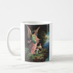 Caneca De Café Anjo de guardião protegendo crianças perto de uma 