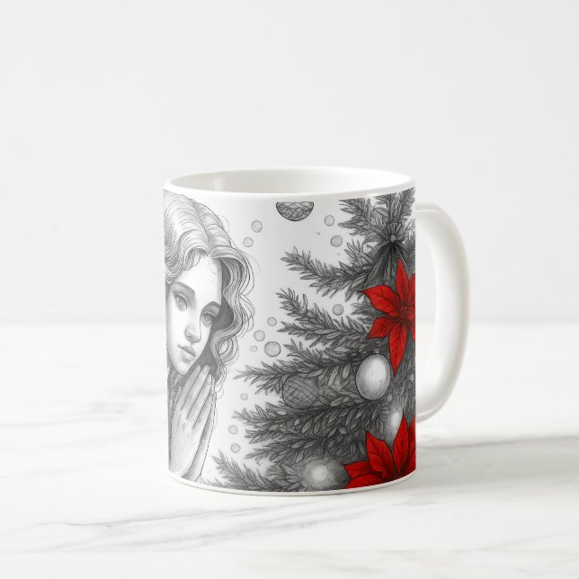 Caneca De Café Anjo de Natal  (Frente Esquerda)