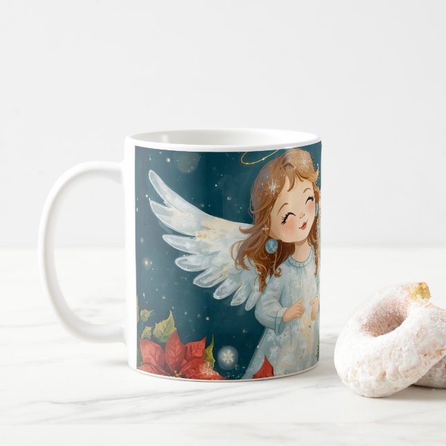 Caneca De Café Anjo de Natal (Com Donut)