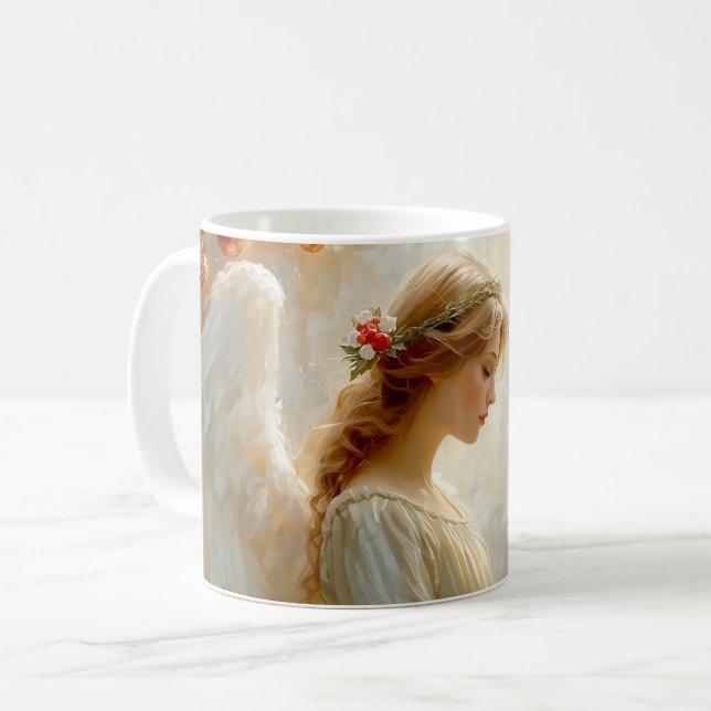 Caneca De Café Anjo de Natal (Frente Esquerda)