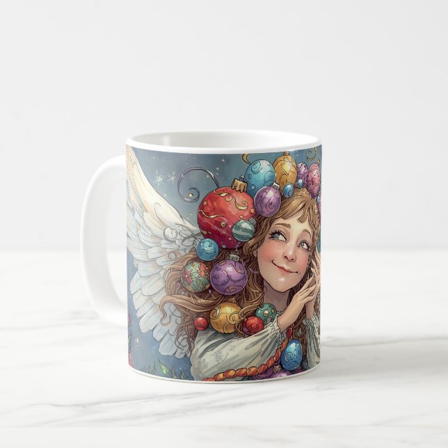 Caneca De Café Anjo de Natal (Frente Esquerda)