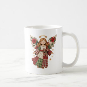 Caneca De Café Anjo de Natal com Estrelas Douradas