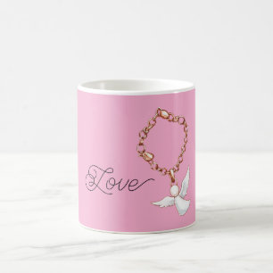 Caneca De Café Anjo do Amor Rosa Branco