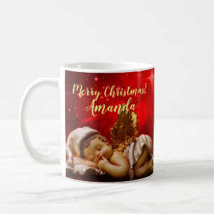 Caneca De Café Anjo Dormindo Bebê Jesus Natal
