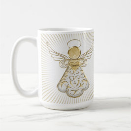 Caneca De Café Anjo Dourado do Natal de Sunrays da benevolência