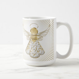 Caneca De Café Anjo Dourado do Natal de Sunrays da benevolência