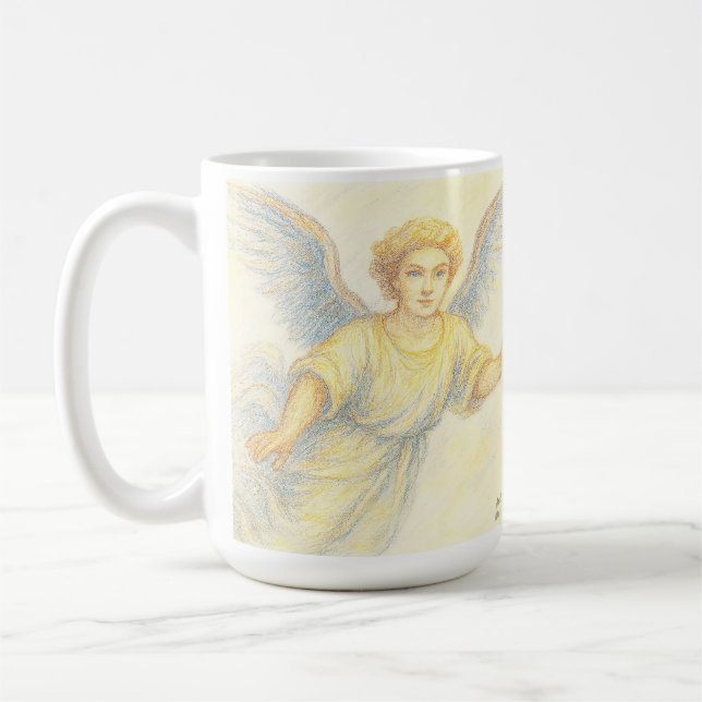 Caneca De Café Anjo em voo com um sorriso (Esquerda)