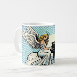 Caneca De Café Anjo Musical ao piano