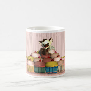 Caneca De Café anjo pequeno do gato na madalena, cupcake