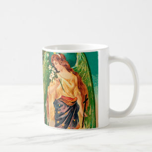 Caneca De Café Anjo segurando um galho floral