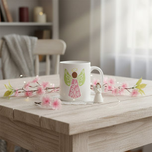 Caneca De Café Anjo Verde Rosa Asas Espirituosas Espirituosas Esp