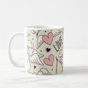Caneca De Café Anjos, Dia de os namorados, padrão de amor.