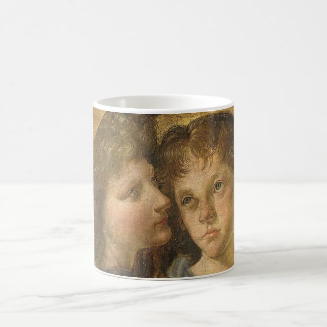 Caneca De Café Anjos do Batismo de Cristo de Leonardo da Vinci (Centro)