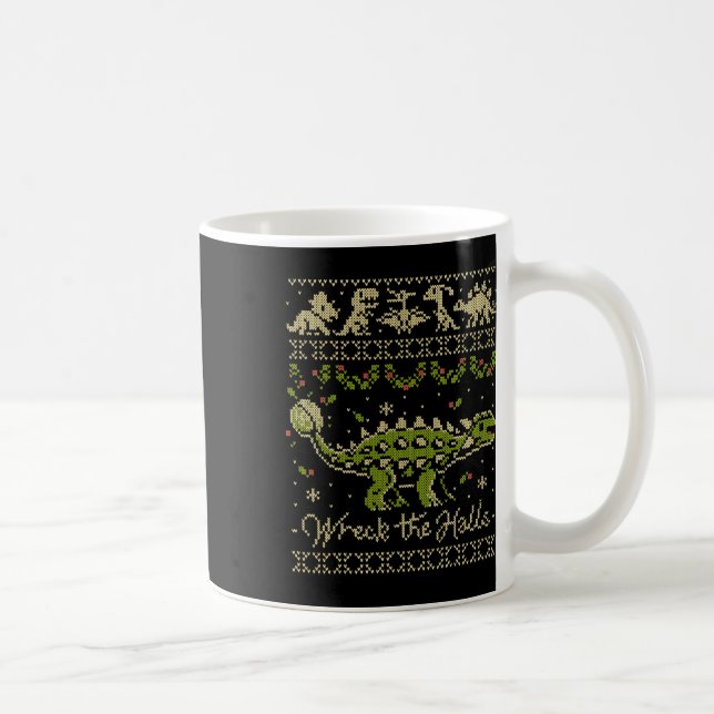 Caneca De Café Ankylosaurus Dinosaur Christmas Sweater  (Direita)
