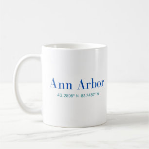 Caneca De Café Ann Arbor Classic Mug com coordenadas GPS