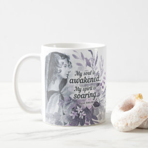 Caneca De Café Anne Bronte Cita Minha Alma Está Acordada Floral