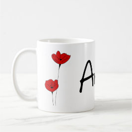 Caneca De Café Anne Flores Vermelhas