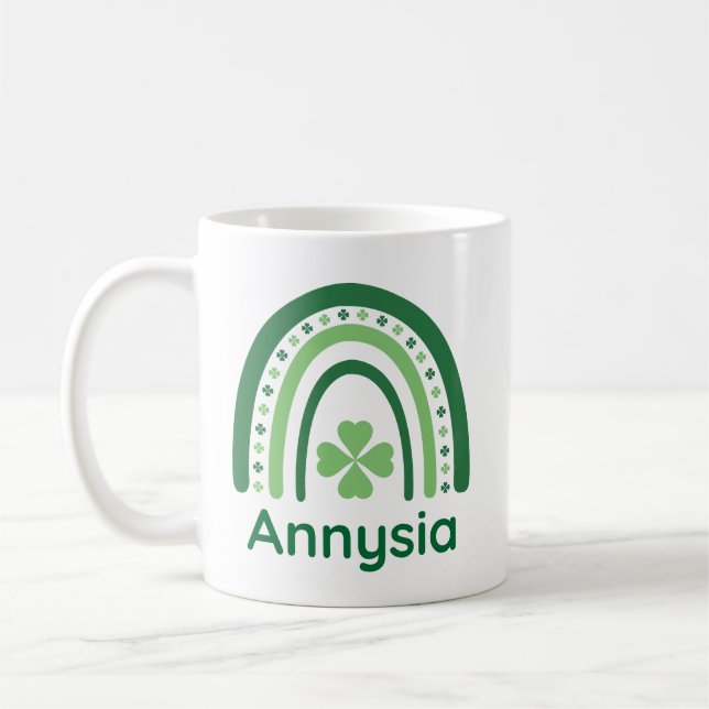 Caneca De Café Annysia Nome Clover Boho Rainbow (Esquerda)