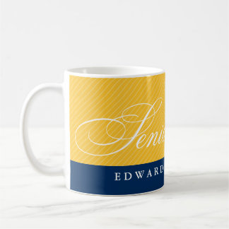 Caneca De Café Ano amarelo azul da classe das listras dos mais
