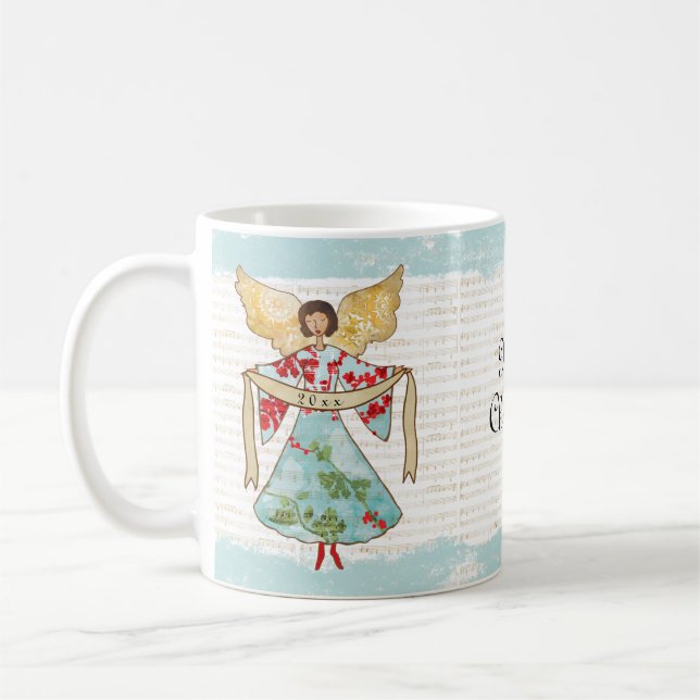 Caneca De Café Ano de Adição de Anjo de Natal (Esquerda)