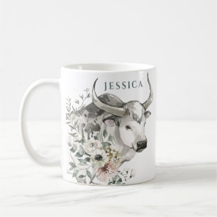 Caneca De Café Ano de Aquarela do Ox Ano Novo Chinês