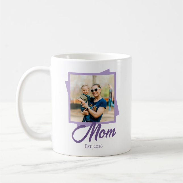 Caneca De Café Ano de Fundação da Mamãe com Foto Personalizada (Esquerda)