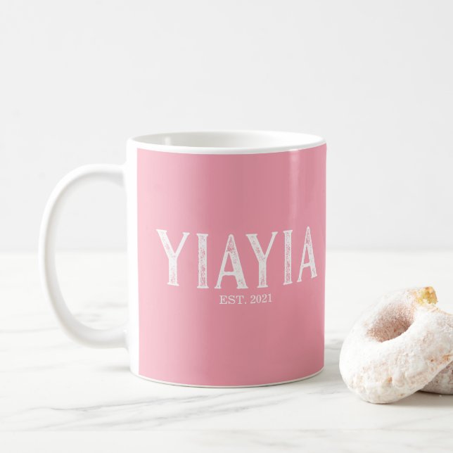 Caneca De Café Ano de Fundação da YiaYia Rosa (Com Donut)