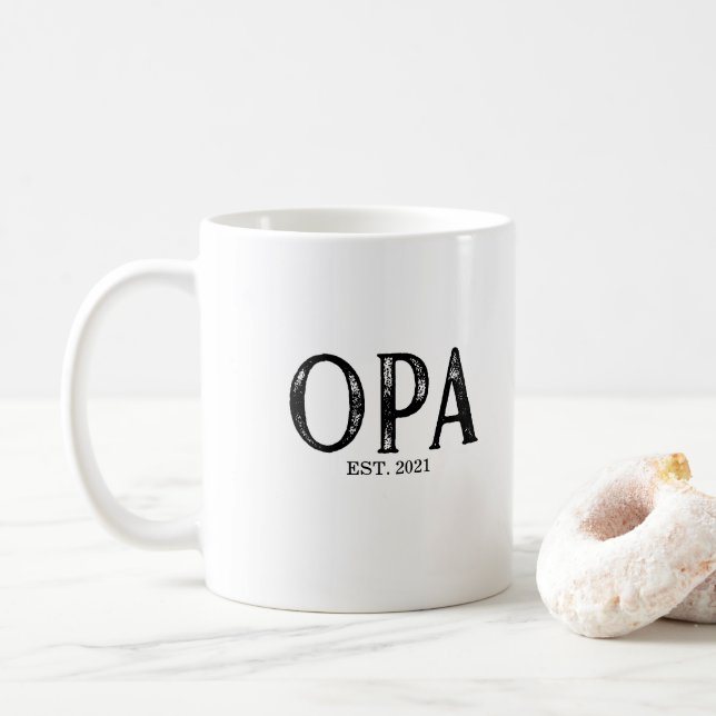 Caneca De Café Ano De Opa Estabelecido (Com Donut)