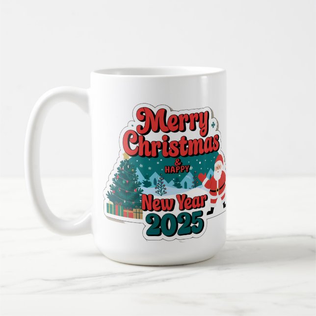 Caneca De Café Ano de Saúde: Feliz Natal e Feliz ano novo (Esquerda)